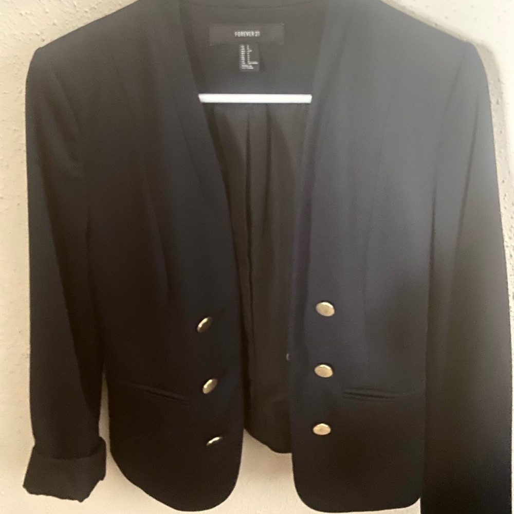 New navy black blazer with chrome buttons